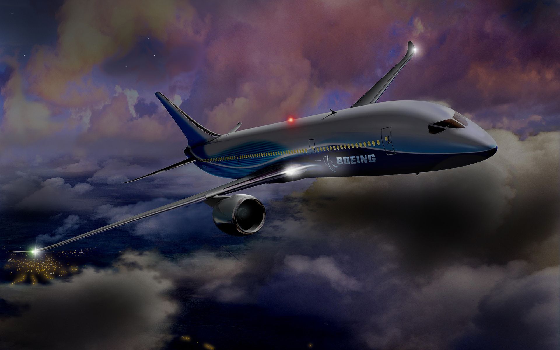 boeing night flight Wallpaper