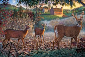 painting, Oil, Art, Beauty, Deer, Nature