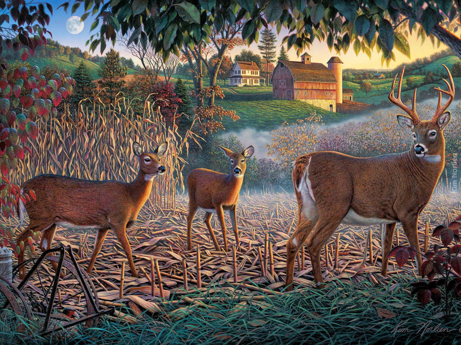 painting, Oil, Art, Beauty, Deer, Nature Wallpaper