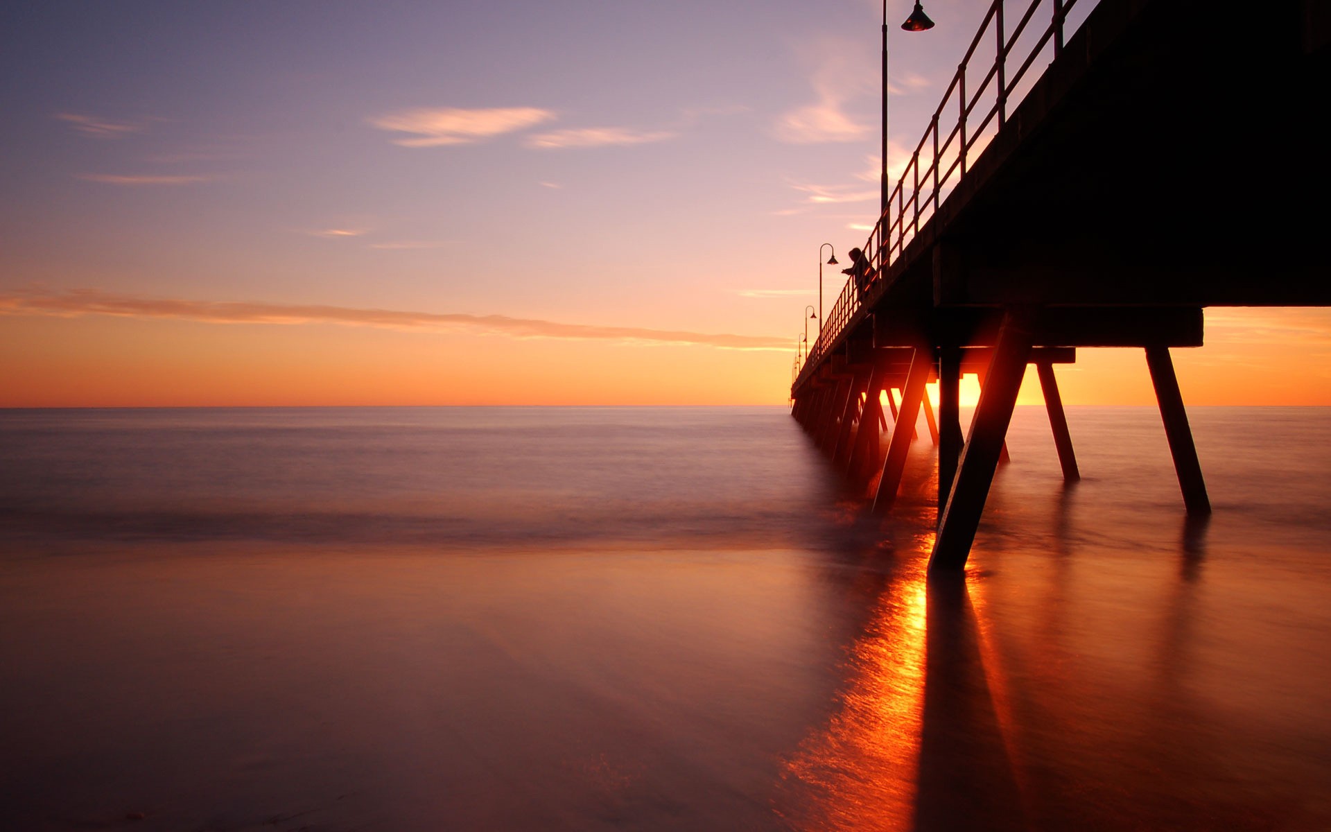 sunset, Landscapes, Coast, Pier, Dusk, Seascapes Wallpaper