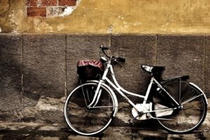 bicicleta, Apoyada, Pared