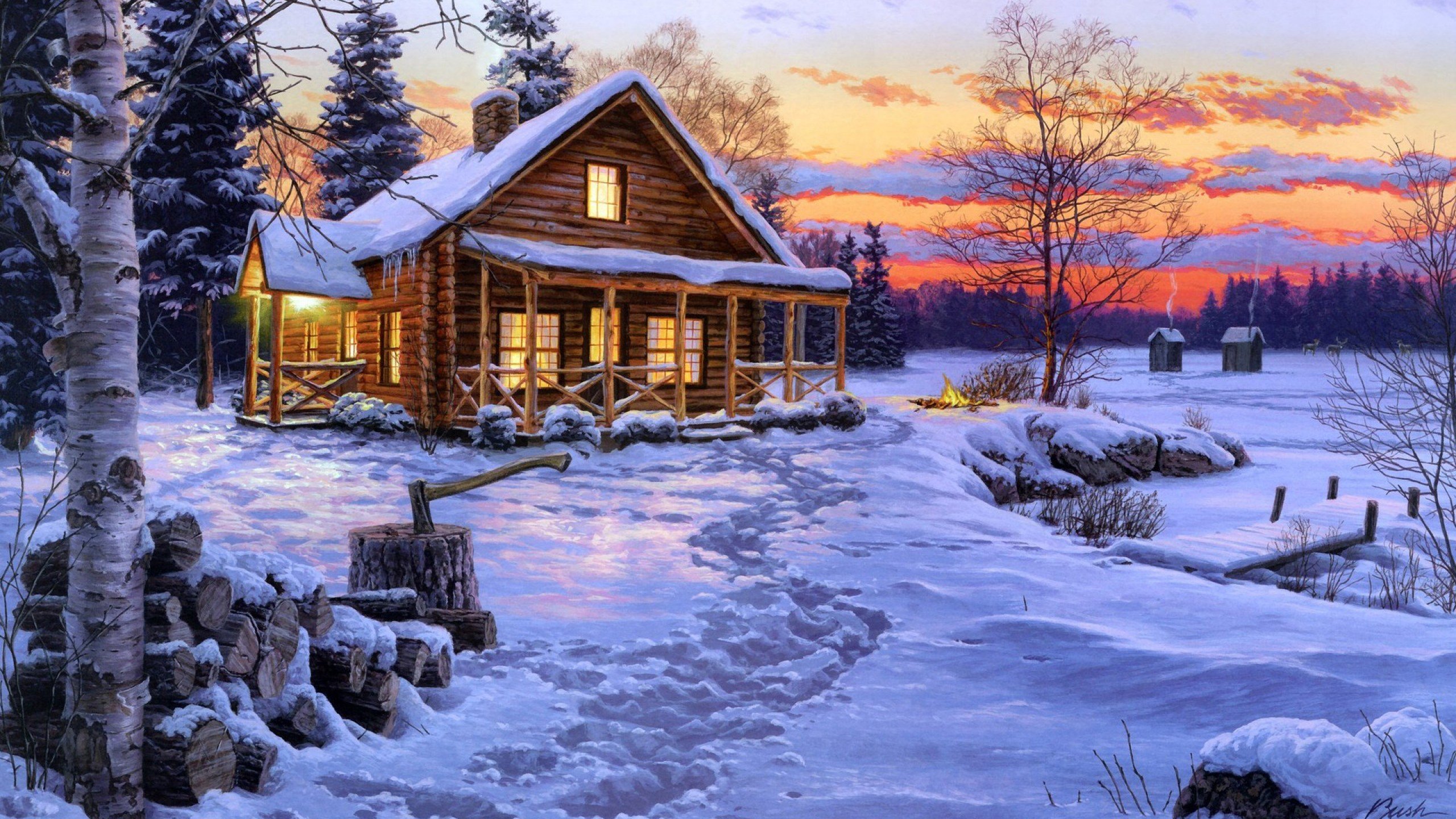 winter, Snow, Nature, Landscape, Art, Artwork Wallpaper