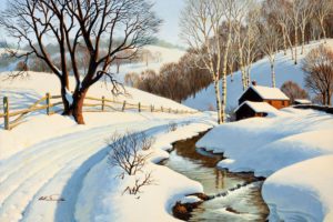winter, Snow, Nature, Landscape, Art, Artwork, Rustic, Farm