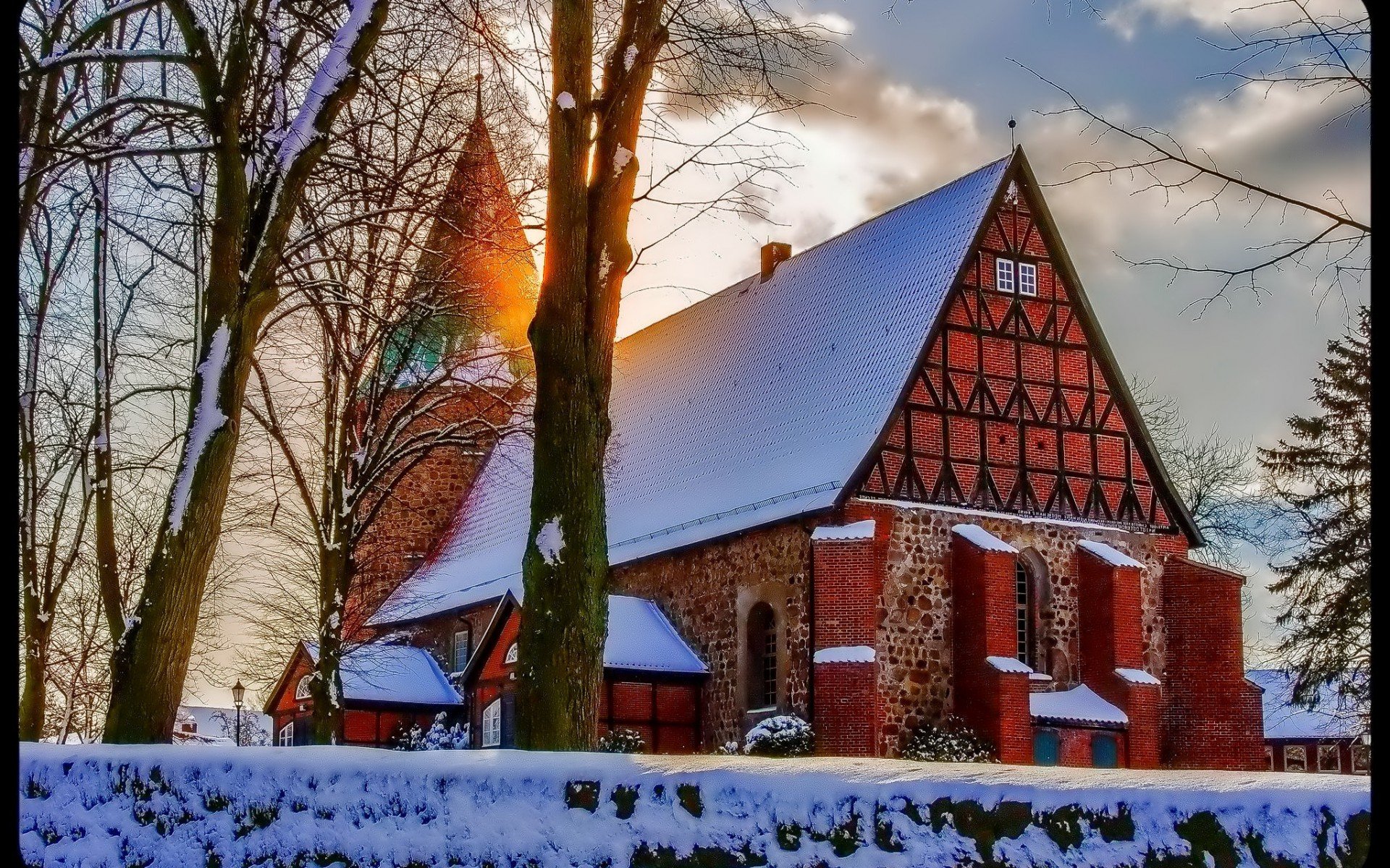 winter, Snow, Nature, Landscape, Church, Religion Wallpaper