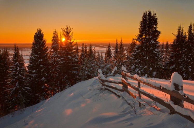 winter, Snow, Nature, Landscape, Fence HD Wallpaper Desktop Background