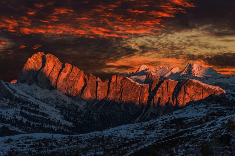 mountains, Sky, Winter HD Wallpaper Desktop Background