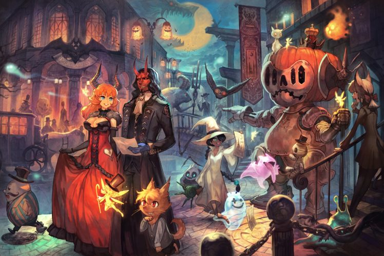 halloween, Witch, Girl, Anime, Fairy, Spirit, Animal HD Wallpaper Desktop Background