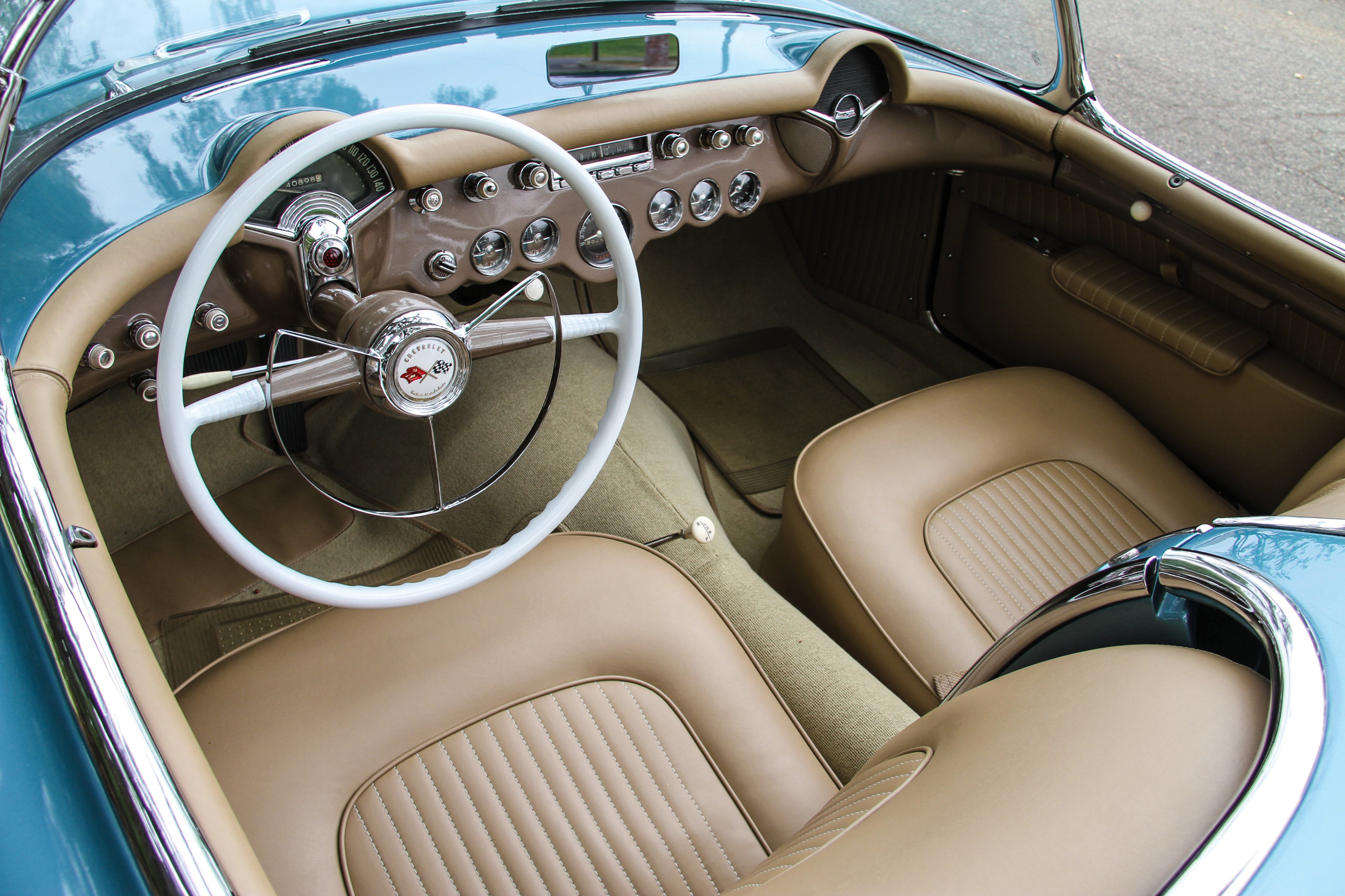 1954, Chevrolet, Corvette, Pennant blue, 2934, Muscle, Retro, Supercar Wallpaper
