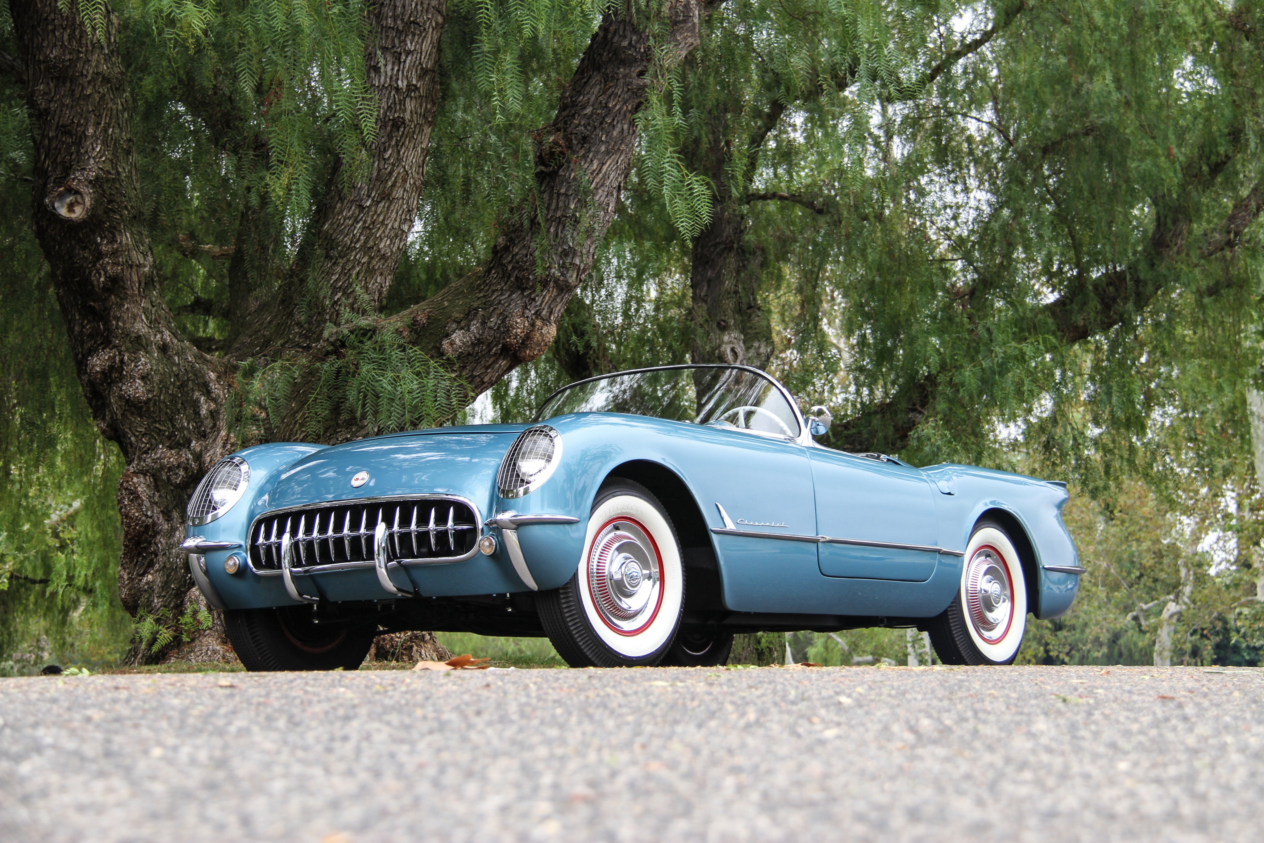 1954, Chevrolet, Corvette, Pennant blue, 2934, Muscle, Retro, Supercar Wallpaper