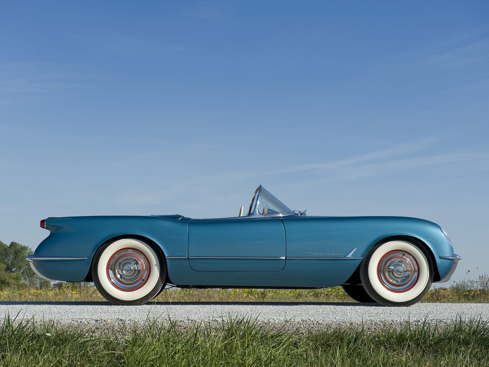 1954, Chevrolet, Corvette, Pennant blue, 2934, Muscle, Retro, Supercar Wallpaper