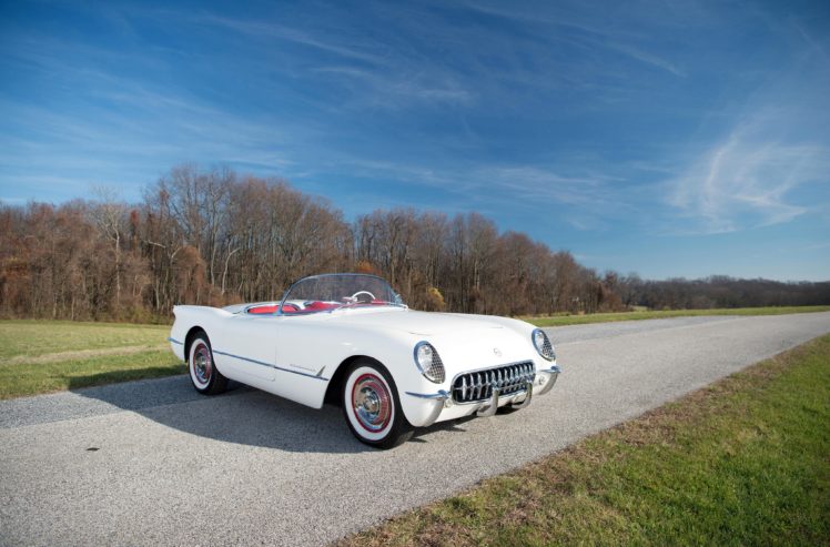 1954, Chevrolet, Corvette, Polo white, 2934, Muscle, Supercar, Retro HD Wallpaper Desktop Background