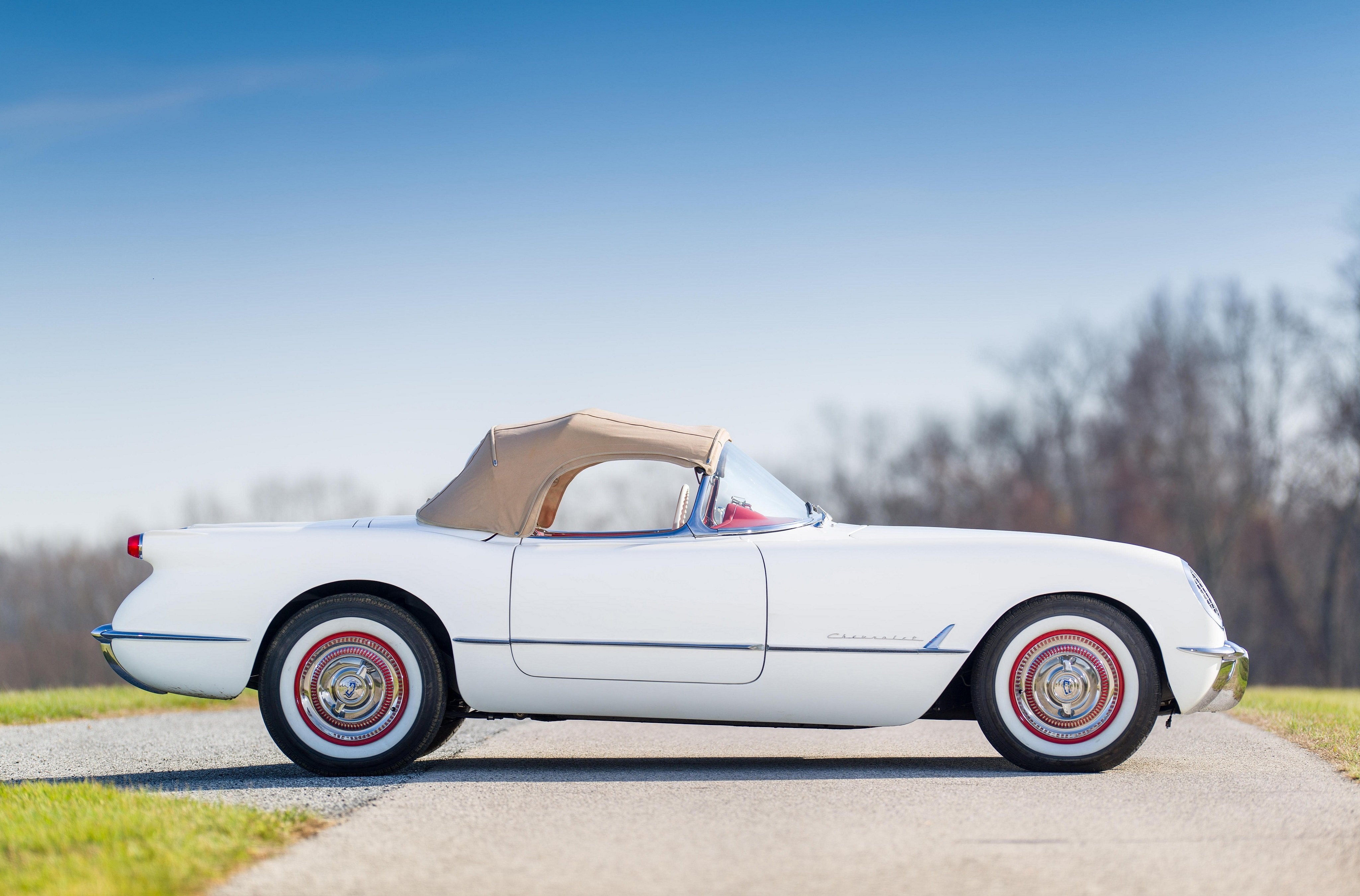 1954, Chevrolet, Corvette, Polo white, 2934, Muscle, Supercar, Retro Wallpaper