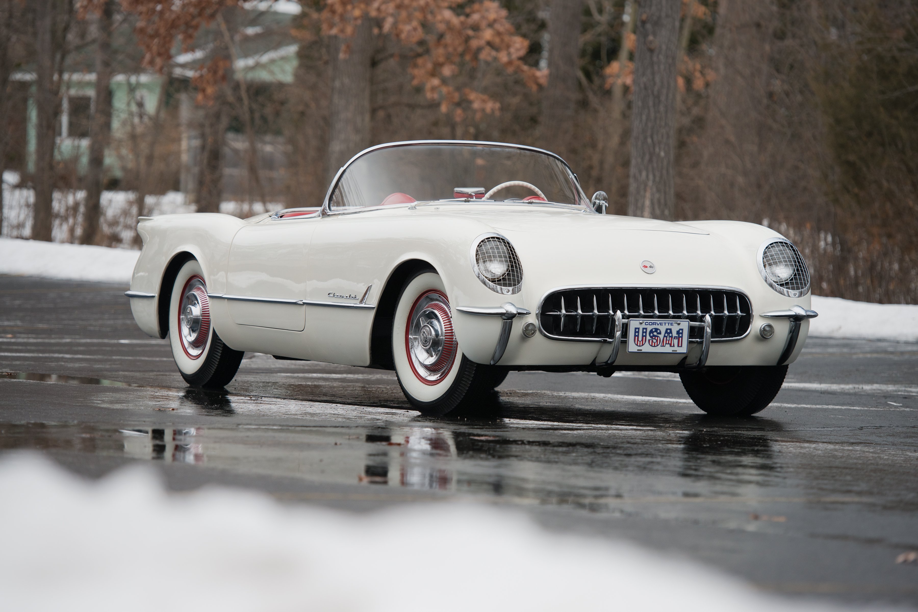 1954, Chevrolet, Corvette, Polo white, 2934, Muscle, Supercar, Retro Wallpaper