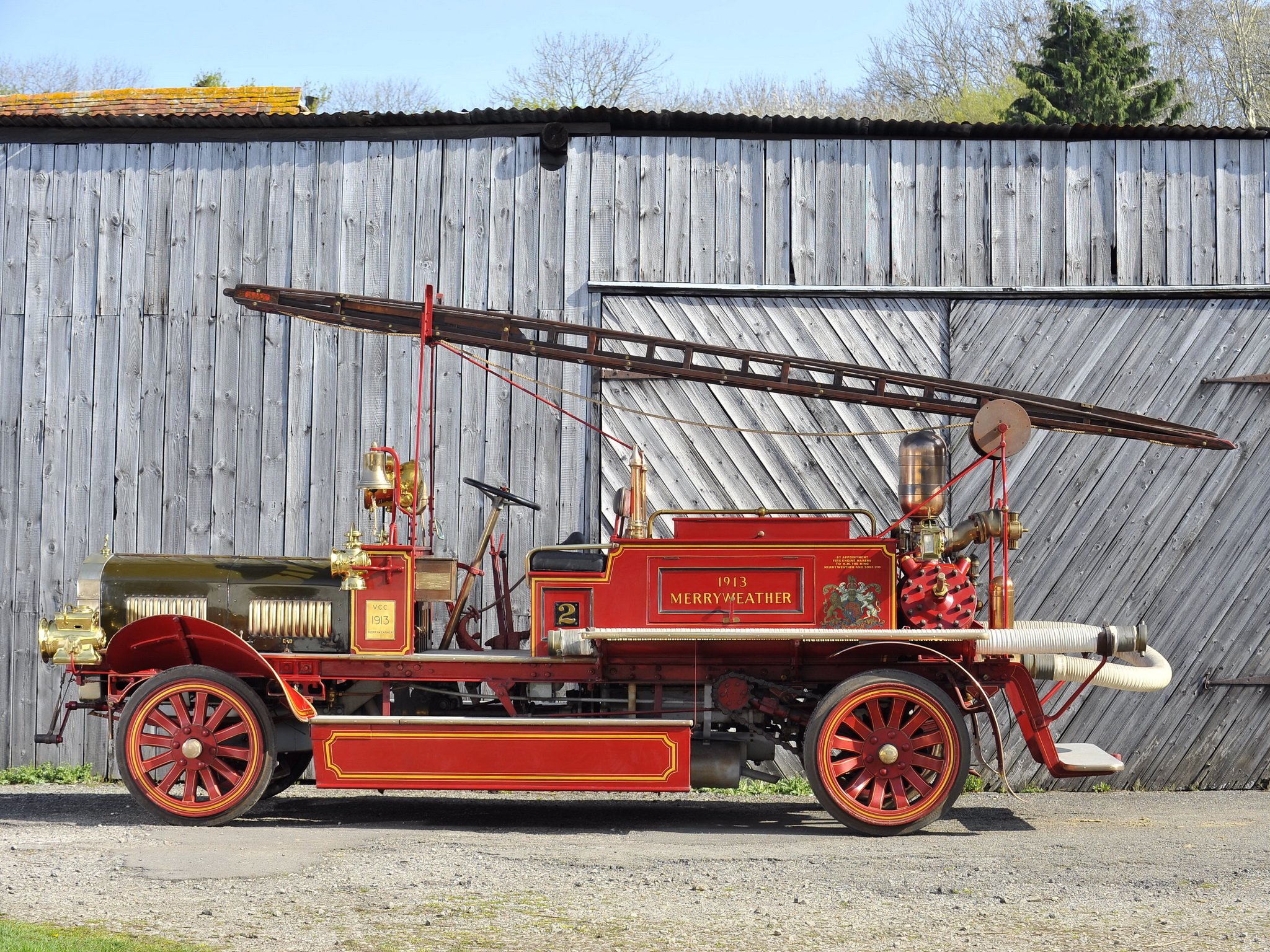 1913, Merryweather, Fire, Engine, Emergency, Firetruck, Semi, Tractor, Vintage Wallpaper