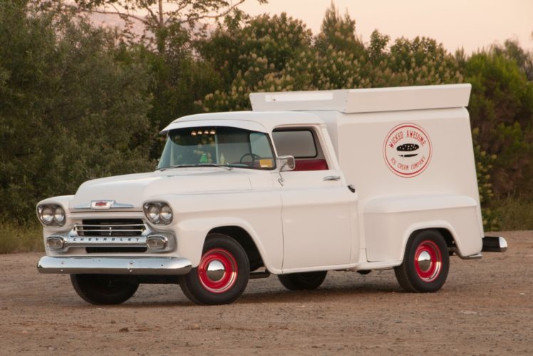 1958, Chevy, 3100, Ice, Cream, Truck, Pickup, Hot, Rod, Rods, Custom, Retro HD Wallpaper Desktop Background