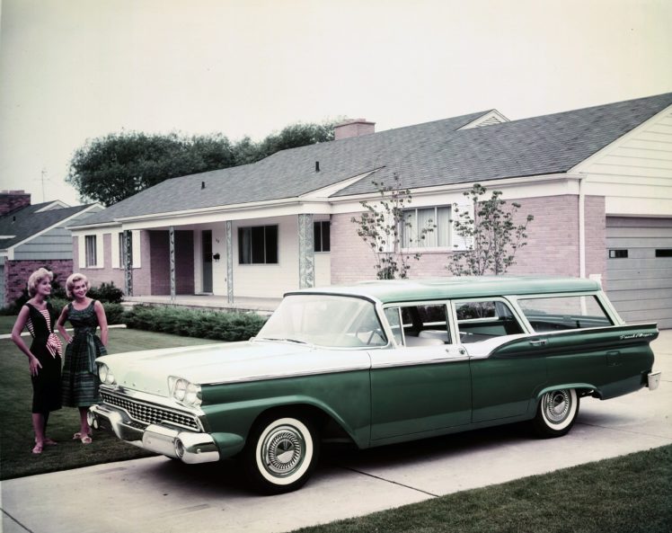 1959, Ford, 4 door, Ranch, Wagon, 71h, Stationwagon, Retro HD Wallpaper Desktop Background