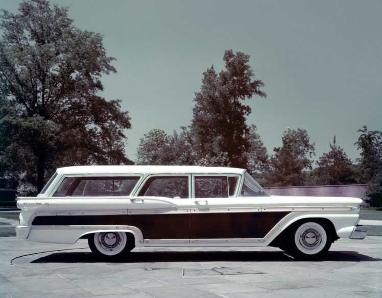 1959, Ford, Country, Squire, 71g, Stationwagon, Retro HD Wallpaper Desktop Background