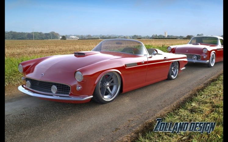 2015, Zolland, Design, Ford, Thunderbird, 1955, Tuning, Custom, Hot, Rod, Rods HD Wallpaper Desktop Background