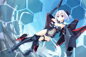 aoi, Kao,  lsz7106 , Armor, Bodysuit, Breasts, Cleavage, Date, A, Live, Mechagirl, Sky, Tobiichi, Origami, Weapon