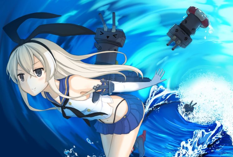 cat, Smile, Kantai, Collection, Long, Hair, Rensouhou chan, Shikuro,  iorimiyakiy , Shimakaze,  kancolle , Skirt, Water HD Wallpaper Desktop Background