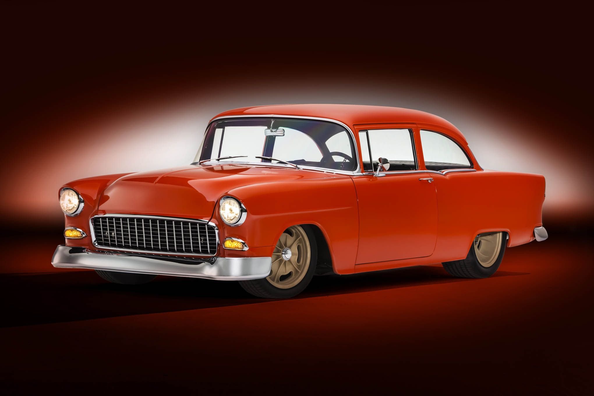 1955, Chevrolet, 150, Two door, Sedan, Custom, Retro, Hot, Rod, Rods Wallpaper