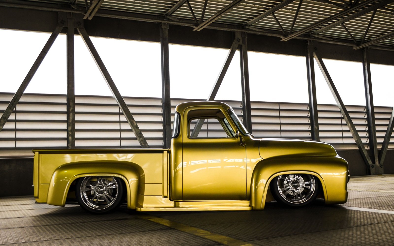 1955, Ford, F100, Hot, Rod, Rods, Custom, Lowrider, Retro, Pickup, Truck Wallpaper