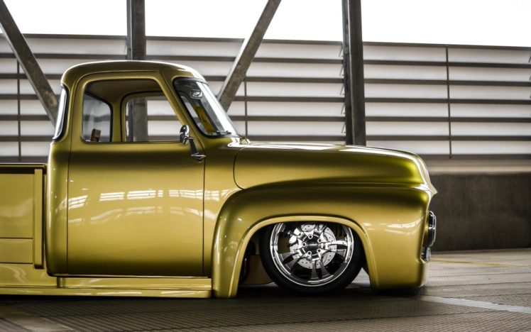 1955, Ford, F100, Hot, Rod, Rods, Custom, Lowrider, Retro, Pickup, Truck HD Wallpaper Desktop Background