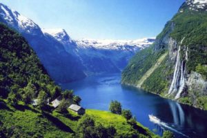 paisaje, Fiordos, Noruegos, Naturaleza, Cataratas
