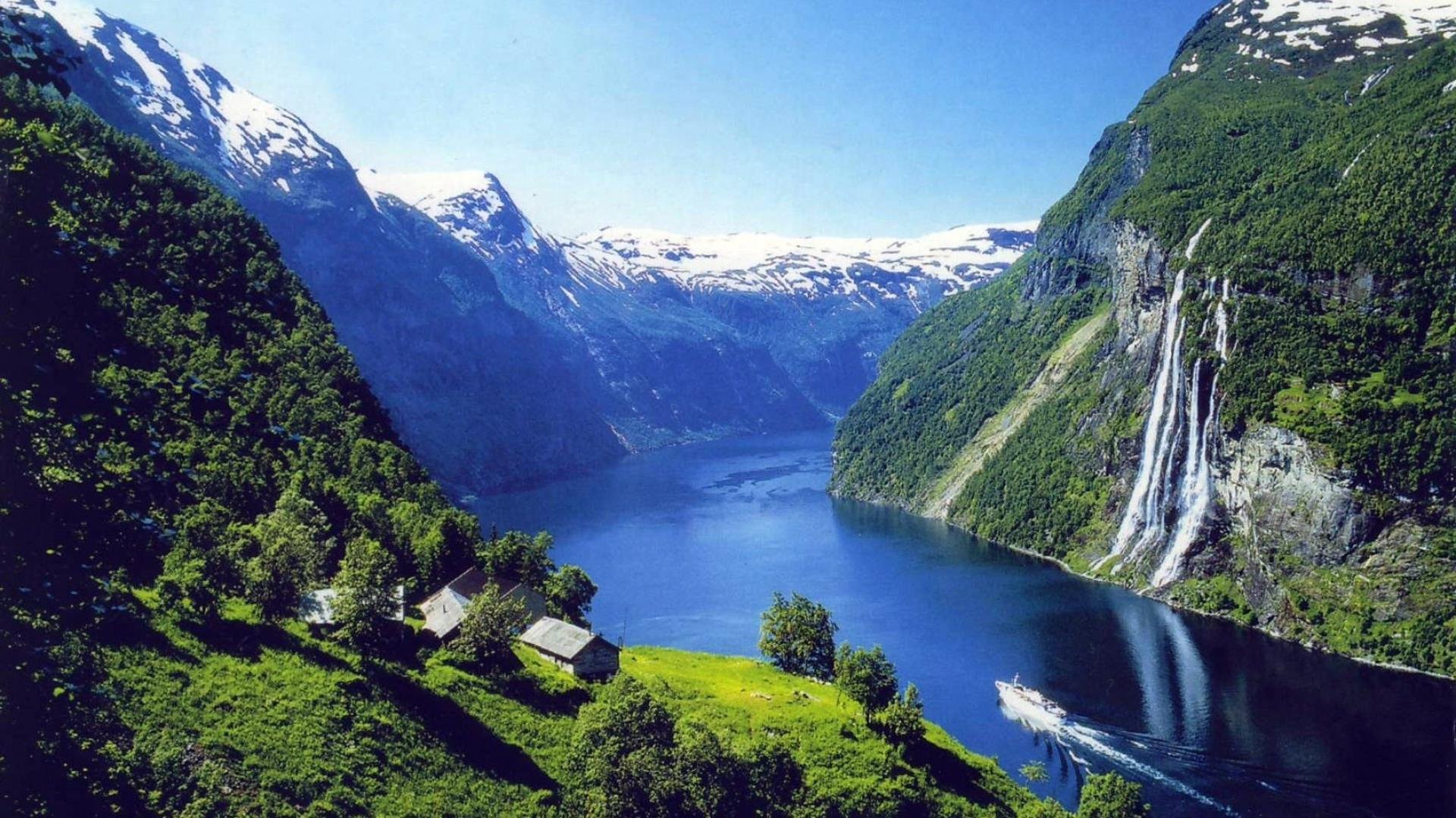 paisaje, Fiordos, Noruegos, Naturaleza, Cataratas Wallpaper