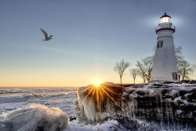 winter, Snow, Nature, Landscape, Lighthouse HD Wallpaper Desktop Background