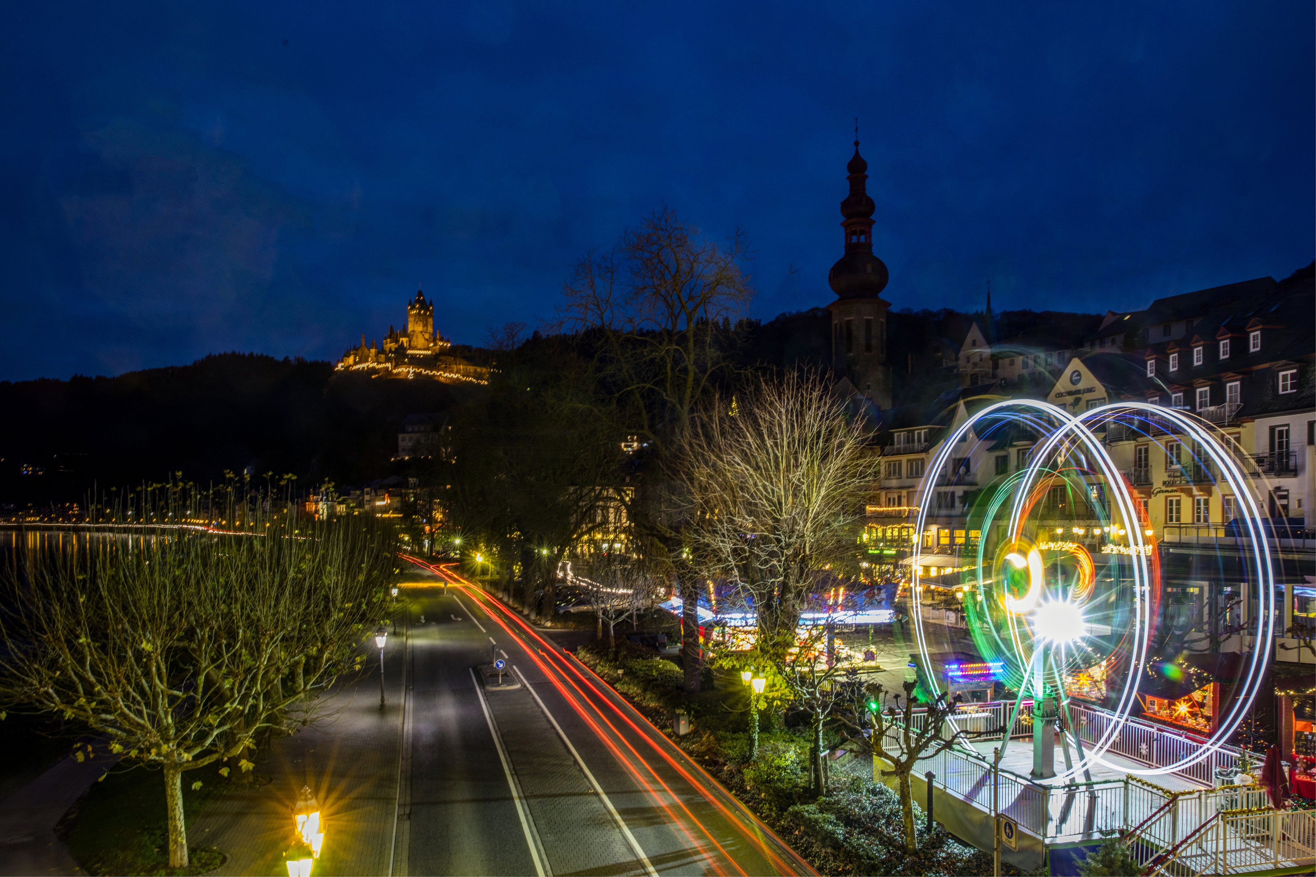 cochem, Germany, Houses, Roads, Bavaria, Night, Street, Lights, Cities Wallpaper