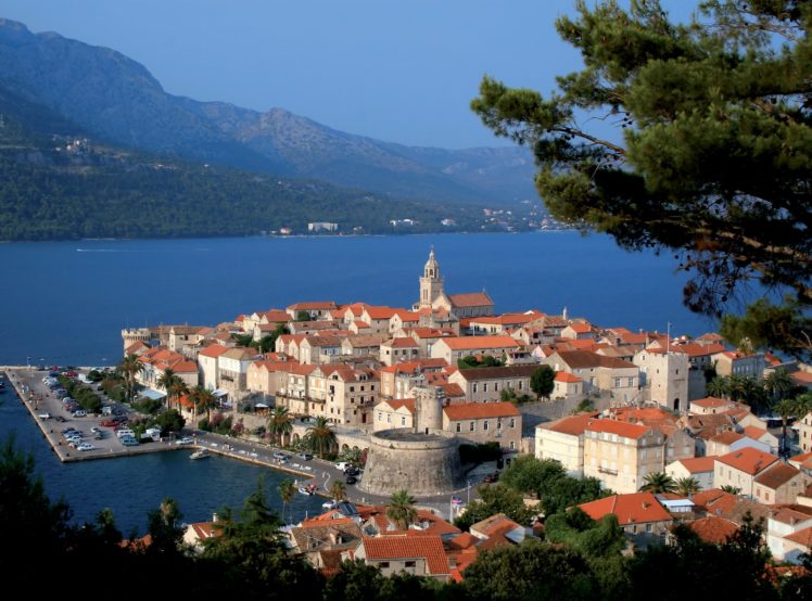 croatia, Houses, Marinas, Mountains, Sea, Korcula, Cities HD Wallpaper Desktop Background