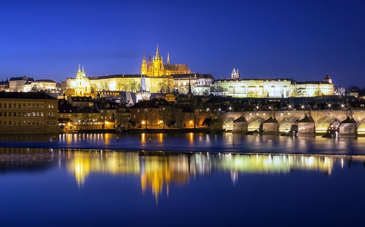 czech, Republic, Prague, Castles, Rivers, Bridges, Night, Street, Lights, Prague, Castle, Charles, Bridge, Cities HD Wallpaper Desktop Background