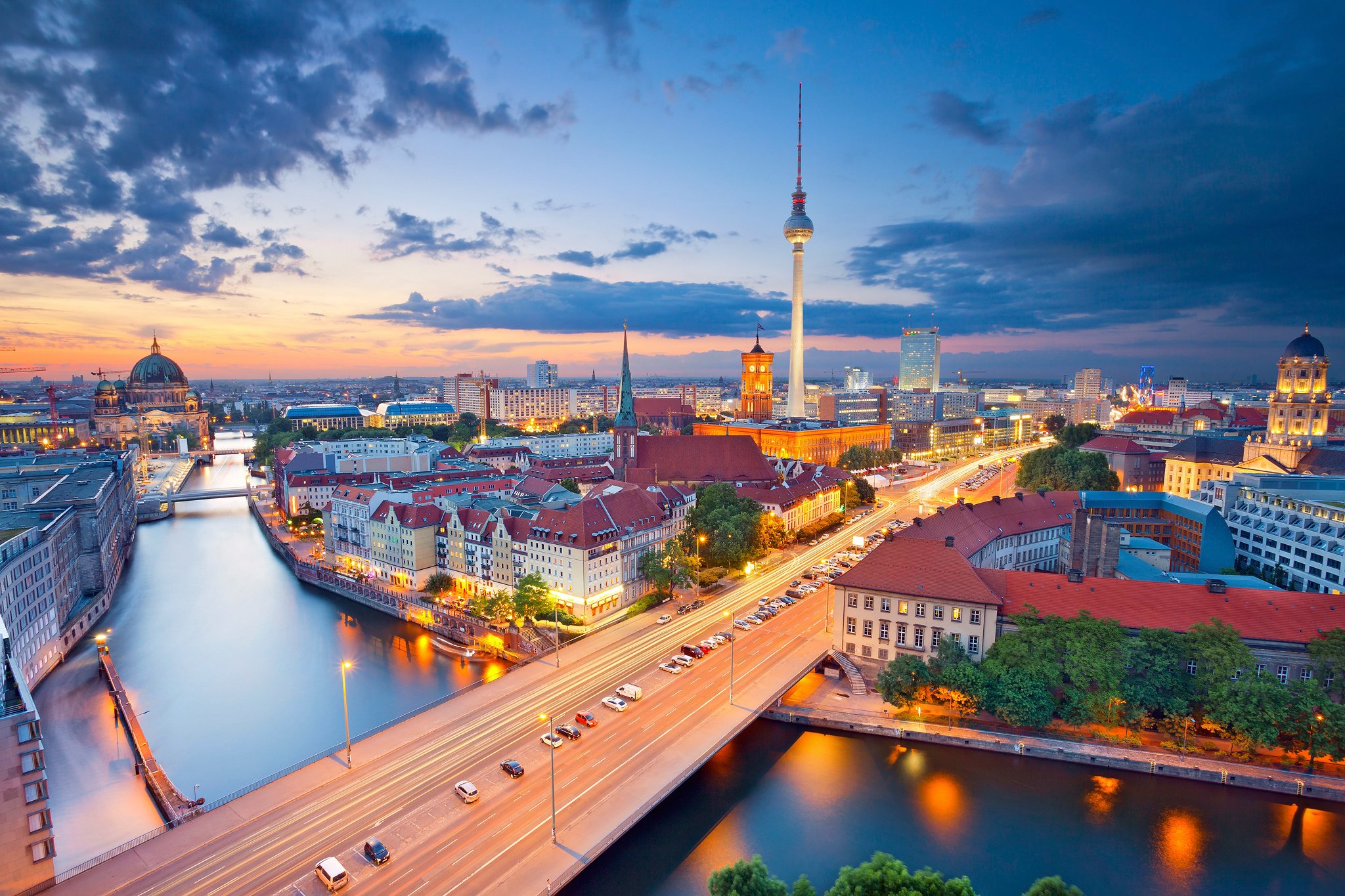 berlin, Germany, Rivers, Bridges, Sky, Houses, Clouds, From, Above, Cities Wallpaper