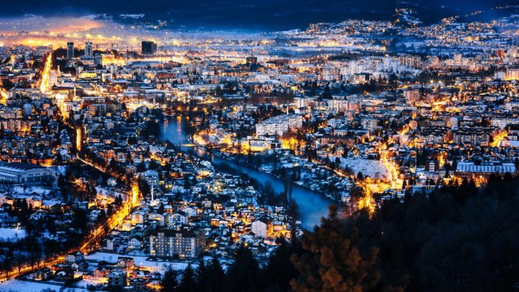 bosnia, And, Herzegovina, Houses, Scenery, Rivers, Night, Street, Lights, Banja, Luka, Cities HD Wallpaper Desktop Background