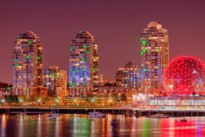 canada, Houses, Night, Waterfront, Vancouver, British, Columbia, Burrard, Inlet, Cities