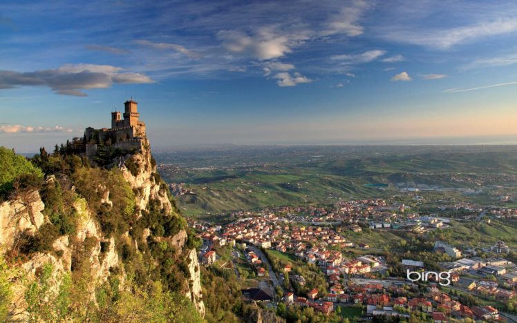 castles, Mountains, Sky, Crag, Guaita, Tower, Monte, Titano, Borgo, Maggiore, San, Marino, Cities HD Wallpaper Desktop Background