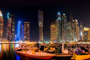 dubai, Skyscrapers, Emirates, Uae, Boats, Night, Cities