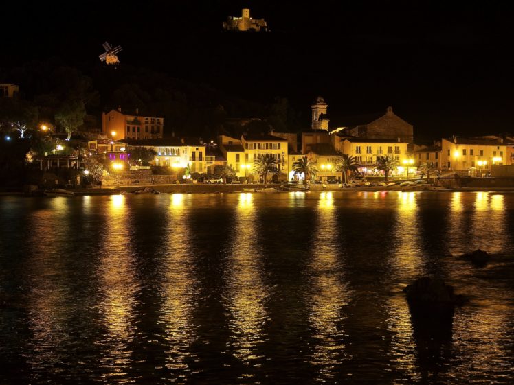 france, Houses, Rivers, Coast, Night, Street, Lights, Collioure, Cities HD Wallpaper Desktop Background