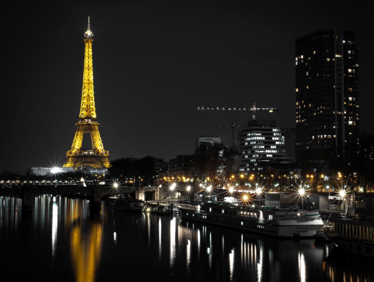 france, Houses, Rivers, Marinas, Paris, Eiffel, Tower, Night, Street, Lights, Cities HD Wallpaper Desktop Background