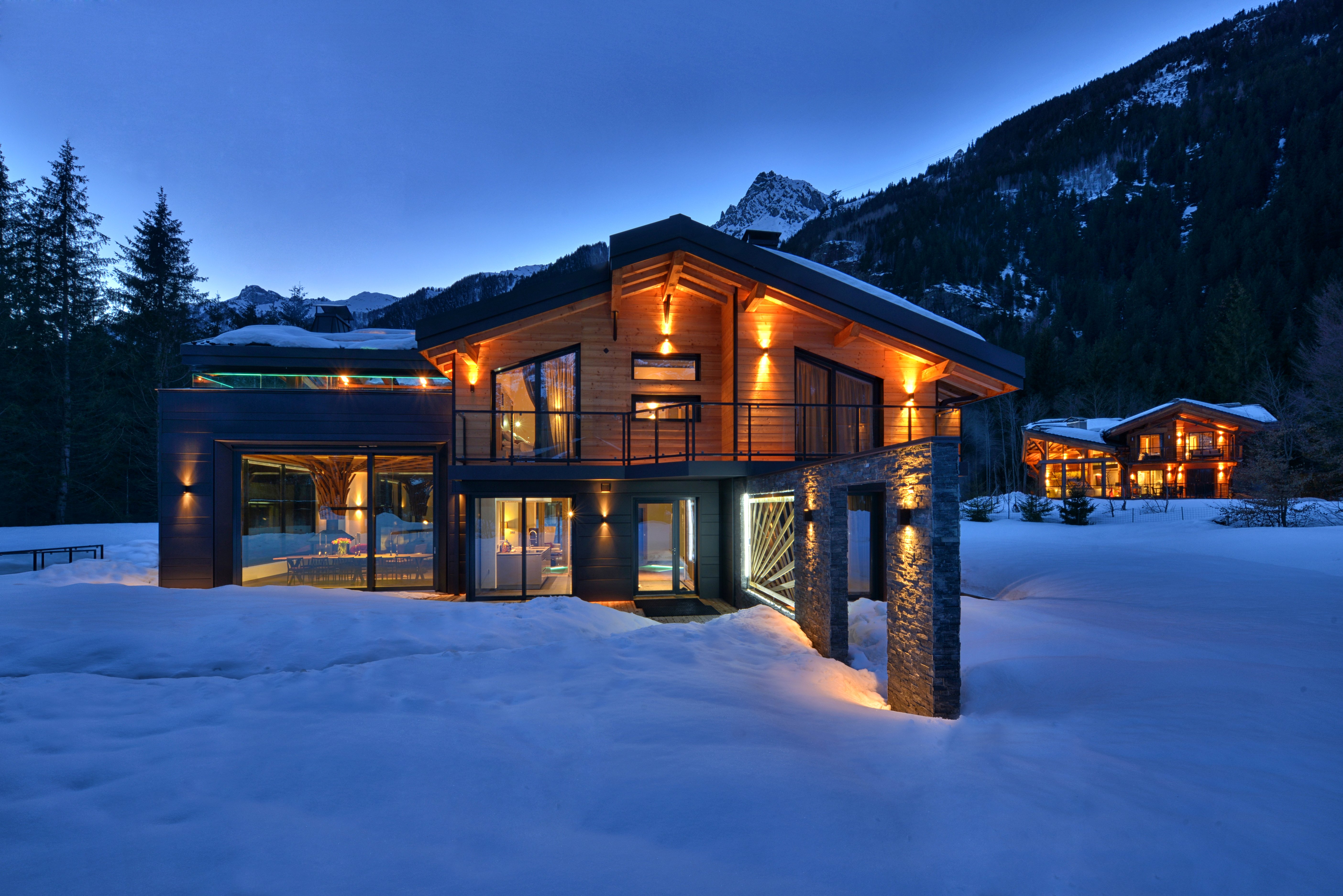 france, Houses, Winter, Night, Street, Lights, Snow, Chamonix, Cities Wallpaper