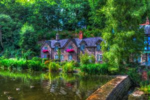 england, Houses, Pond, Ducks, Summer, Hdr, Trees, Lymm, Cities