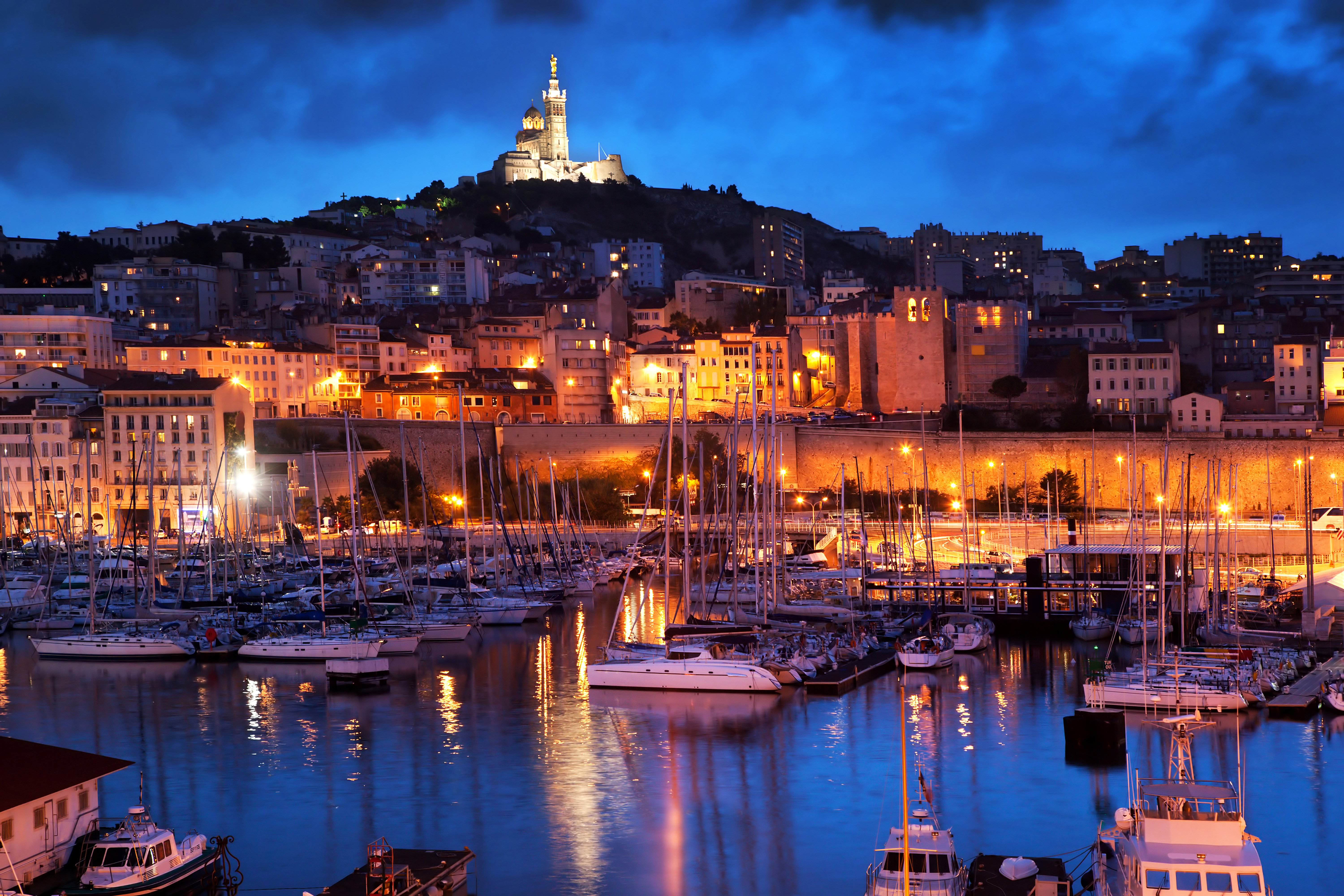 france, Houses, Marinas, Ships, Sailing, Night, Street, Lights, Marseille, Cities Wallpaper