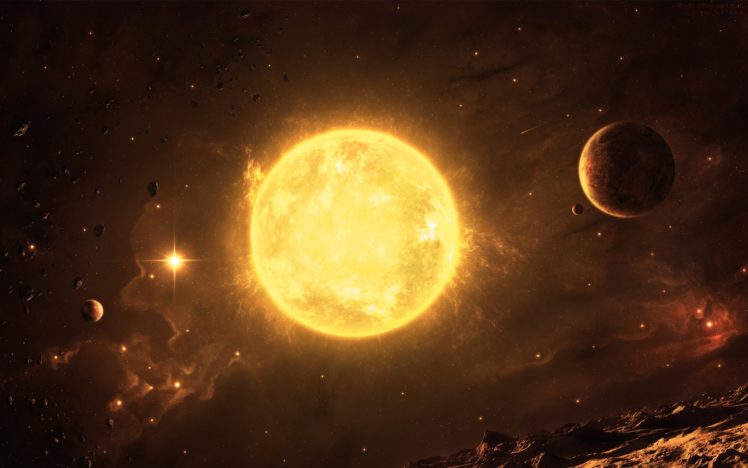 sun, Outer, Space, Stars, Planets, Inferno, Asteroids HD Wallpaper Desktop Background