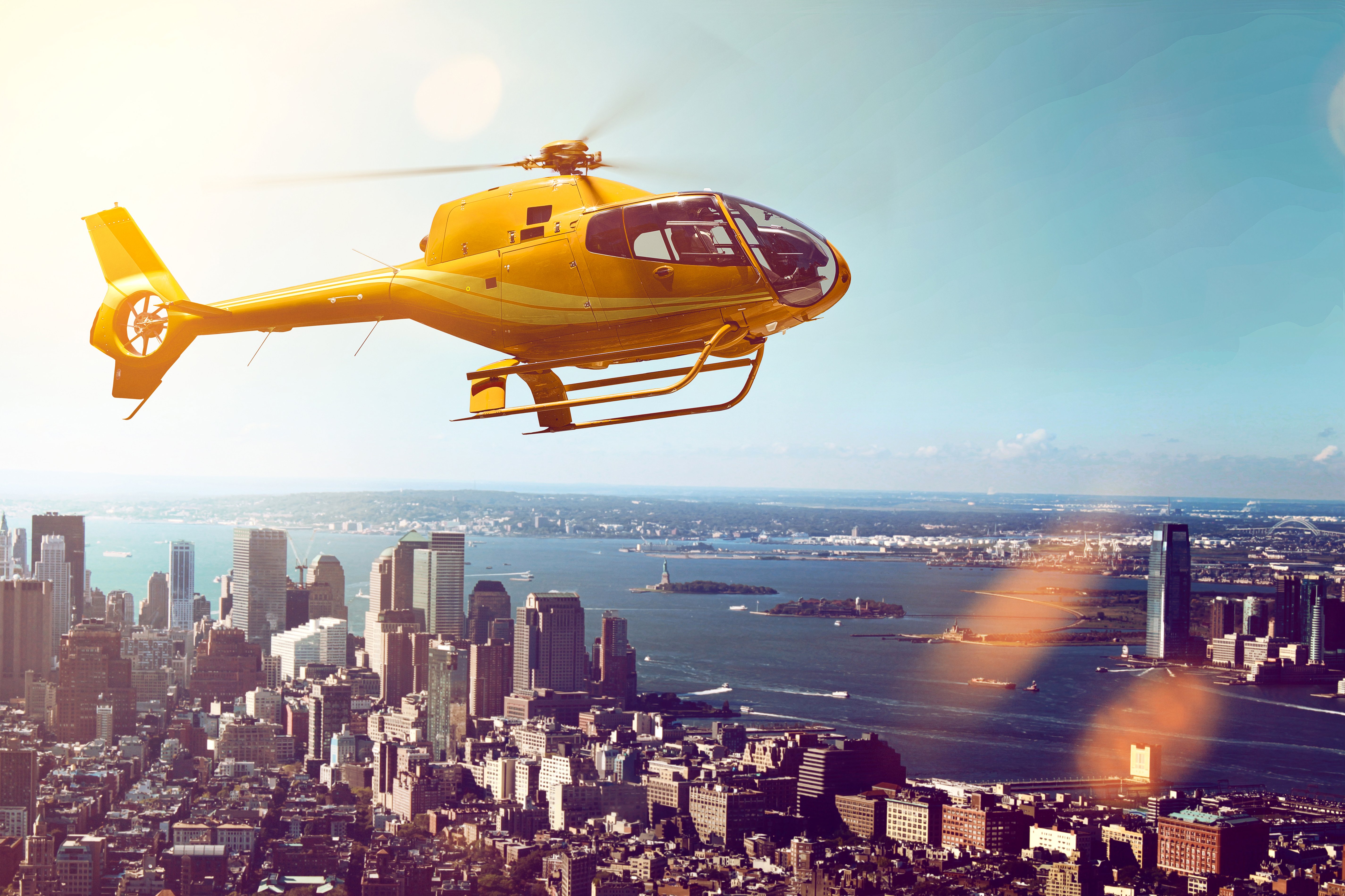 houses, Rivers, Helicopter, Yellow, Aviation, Cities Wallpaper