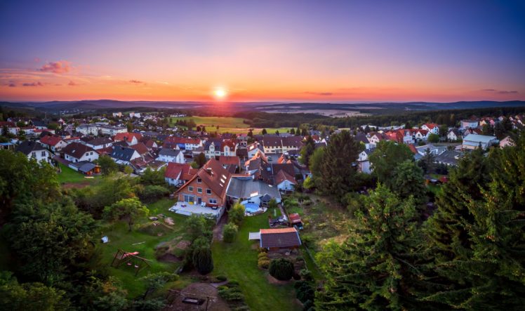 germany, Houses, Sunrises, And, Sunsets, Scenery, Trees, Glashuetten, Hesse, Cities HD Wallpaper Desktop Background