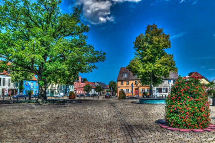germany, Houses, Sky, Street, Trees, Hdr, Brandenburg, Cities HD Wallpaper Desktop Background