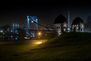 germany, Rivers, Bridges, Night, Street, Lights, Wilhelmshaven, Cities