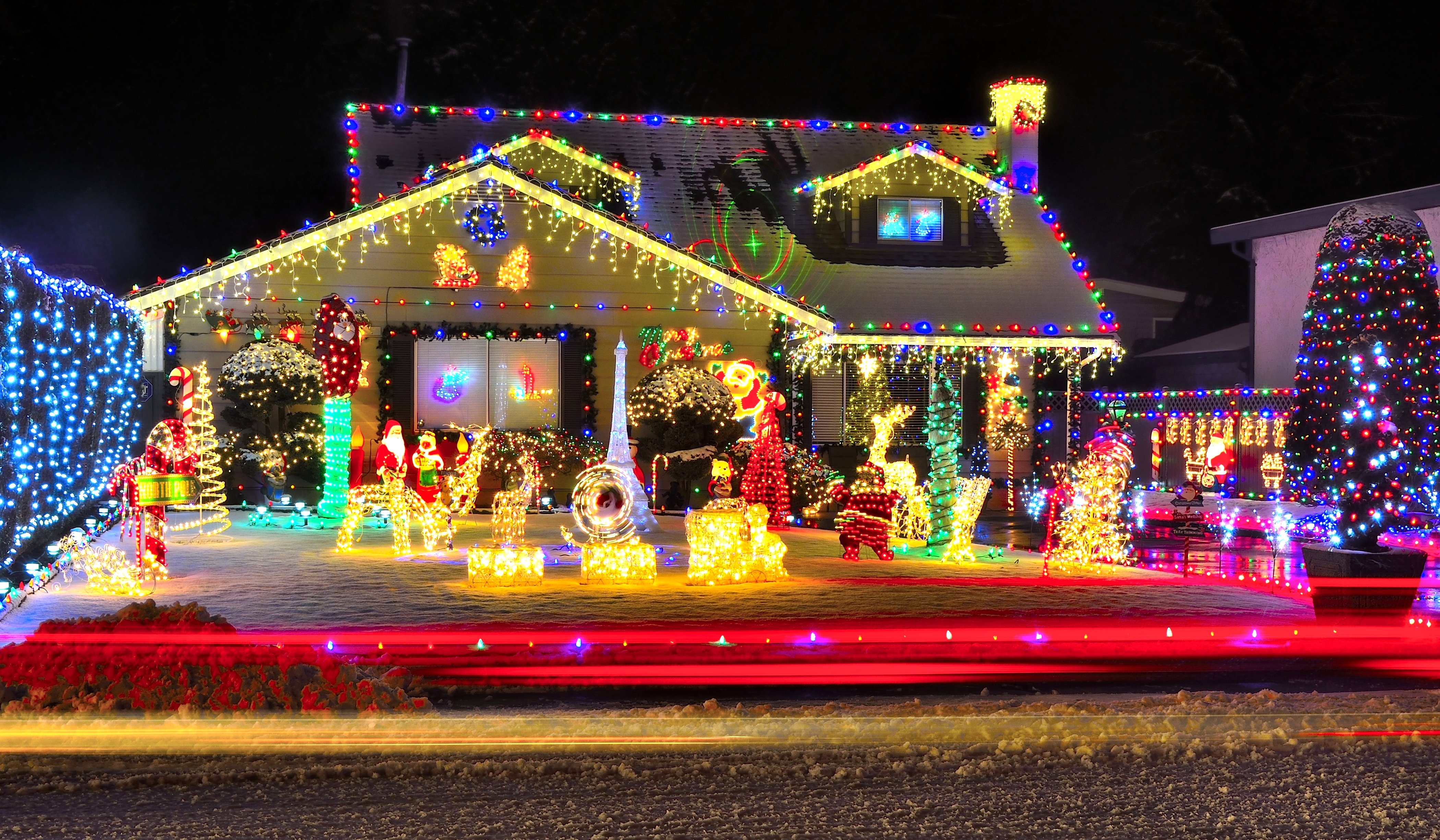 holidays, Christmas, Houses, Christmas, Tree, Design, Fairy, Lights, Cities Wallpaper