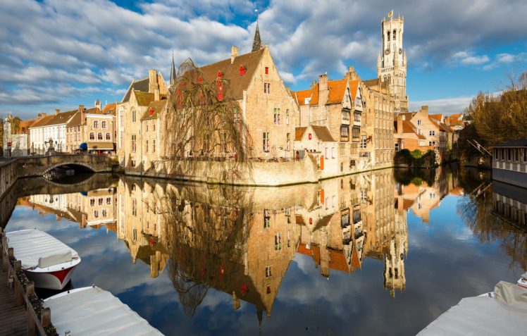 houses, Belgium, Canal, Bruges, Cities HD Wallpaper Desktop Background